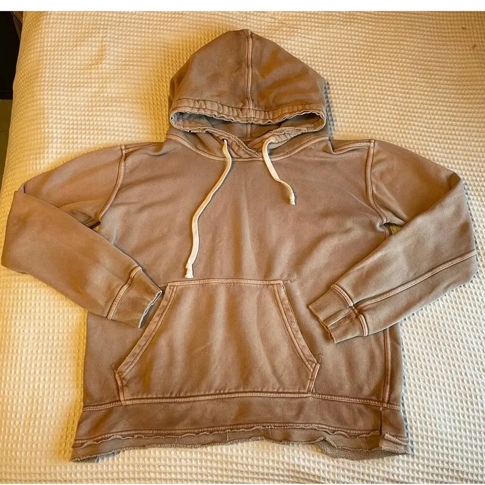 Free People We The Free Zuma Hoodie Sweatshirt Washed Brown Large Distressed